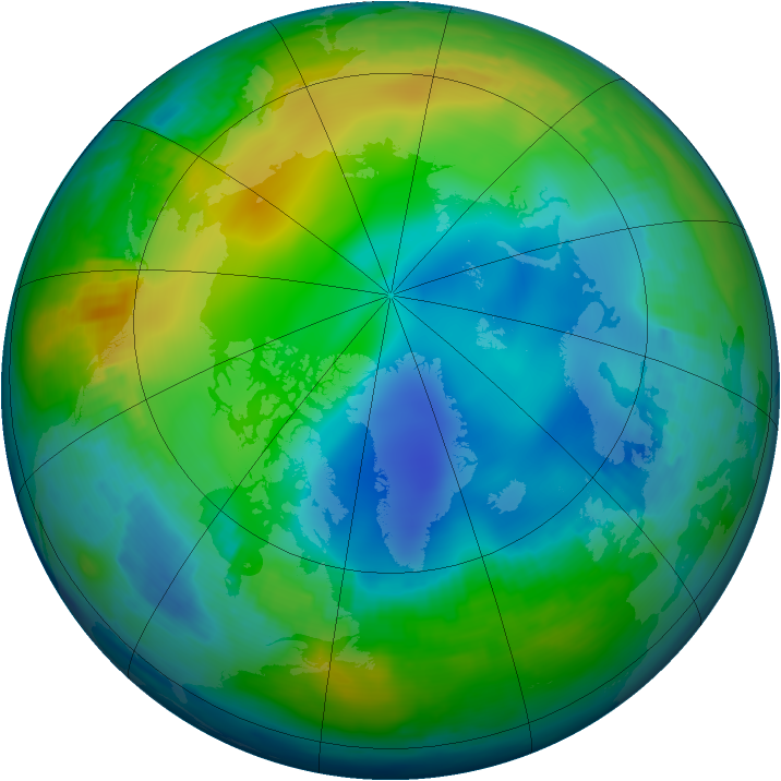 Arctic ozone map for 28 November 1997